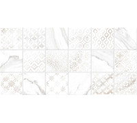 Настенная плитка Alma Ceramica TWU2550FRC17 Fresco 24.9x50 белая глянцевая / рельефная под мрамор / под мозаику / с орнаментом