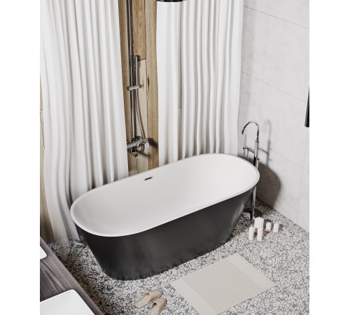 Ванна отдельностоящая Grossman Forta GR-1503MB (170х75х58) цвет черный/белый матовый