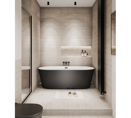 Ванна отдельностоящая Grossman Forta GR-27021MB (170х75х58) цвет черный/белый матовый