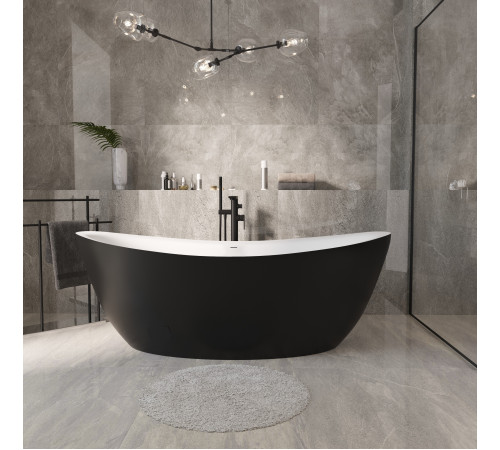 Ванна отдельностоящая Grossman Galaxy GR-1402MB (180х85х65) цвет черный/белый матовый