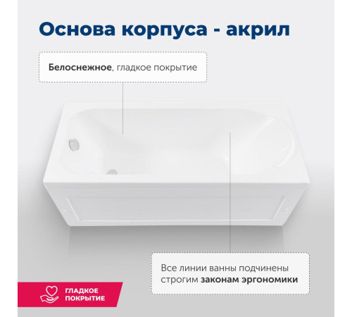 Акриловая ванна Aquanet Nord 160x70 (с каркасом)