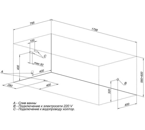 Акриловая ванна Aquanet Riviera 180x80 (с каркасом)