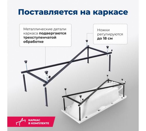 Акриловая ванна Aquanet Dali 150x70 (с каркасом)