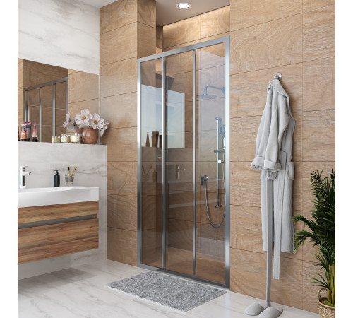 Дверь в нишу Grossman Falcon GR-D110Fa (110х190) хром,стекло прозрачное,раздвижная