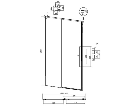 Дверь в нишу Grossman Galaxy 100.K33.01.140.10.02 (140х195) хром,стекло шиншилла,раздвижная