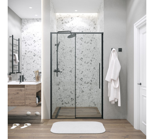 Дверь в нишу Grossman Galaxy 100.K33.01.110.21.00 (110х195) черный матовый,стекло прозрачное,раздвижная