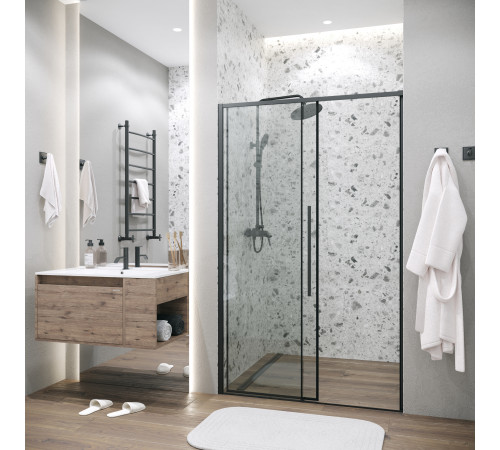 Дверь в нишу Grossman Galaxy 100.K33.01.110.21.00 (110х195) черный матовый,стекло прозрачное,раздвижная