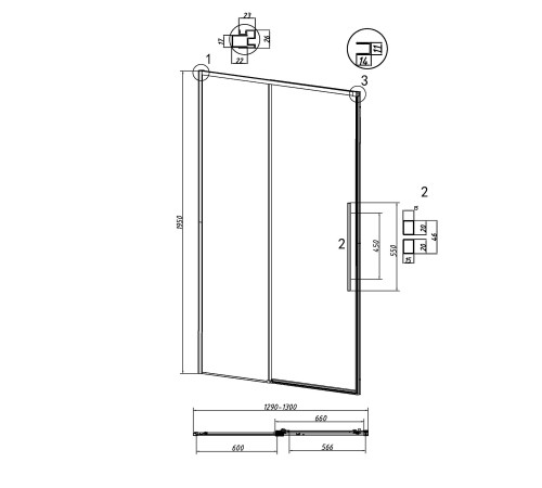 Дверь в нишу Grossman Galaxy 100.K33.01.130.21.00 (130х195) черный матовый,стекло прозрачное,раздвижная