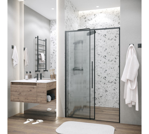 Дверь в нишу Grossman Galaxy 100.K33.01.130.21.02 (130х195) черный матовый,стекло шиншилла,раздвижная