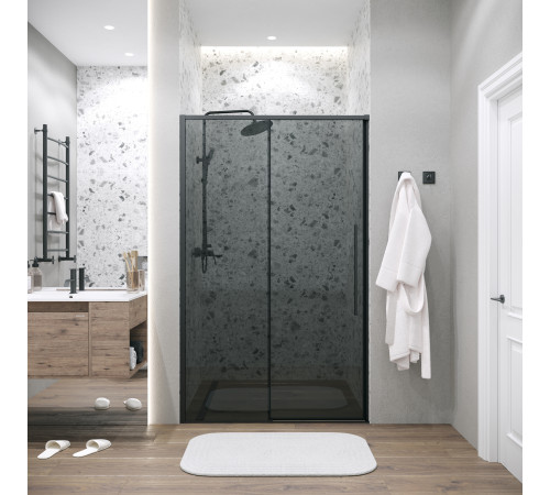 Дверь в нишу Grossman Galaxy 100.K33.01.140.21.10 (140х195) черный матовый,стекло тонированное,раздвижная