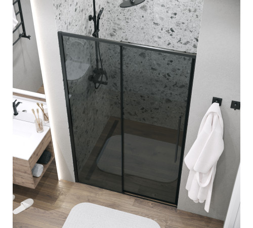 Дверь в нишу Grossman Galaxy 100.K33.01.140.21.10 (140х195) черный матовый,стекло тонированное,раздвижная