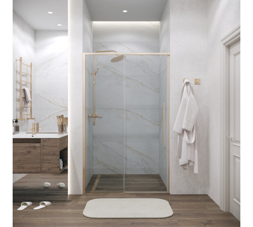 Дверь в нишу Grossman Galaxy 100.K33.01.100.32.00 (100х195) золото сатин,стекло прозрачное,раздвижная