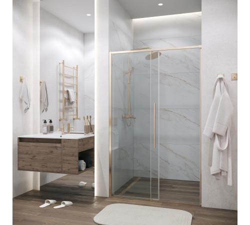 Дверь в нишу Grossman Galaxy 100.K33.01.100.32.00 (100х195) золото сатин,стекло прозрачное,раздвижная