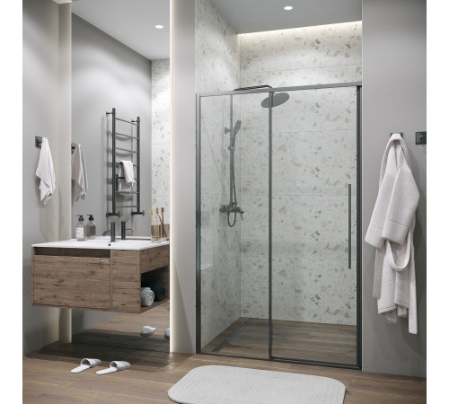 Дверь в нишу Grossman Galaxy 100.K33.01.130.42.00 (130х195) графит сатин,стекло прозрачное,раздвижная