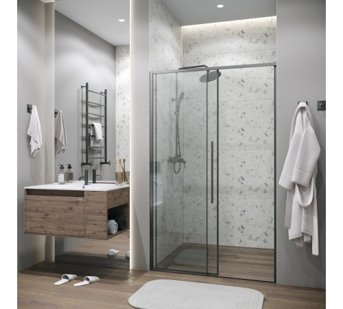 Дверь в нишу Grossman Galaxy 100.K33.01.130.42.00 (130х195) графит сатин,стекло прозрачное,раздвижная