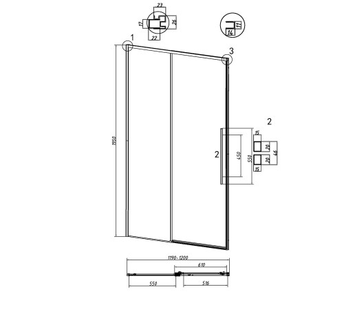 Дверь в нишу Grossman Galaxy 100.K33.01.120.42.10 (120х195) графит сатин,стекло тонированное,раздвижная