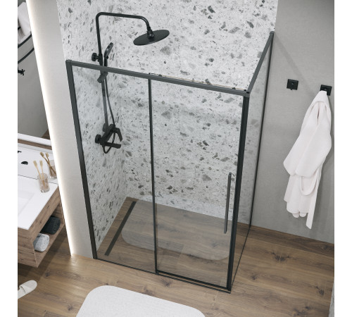 Боковая стенка Grossman Galaxy 200.K33.01.70.21.00 (70х195) черный матовый,стекло прозрачное