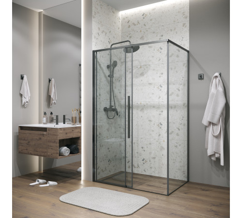 Боковая стенка Grossman Galaxy 200.K33.01.70.42.00 (70х195) графит сатин,стекло прозрачное