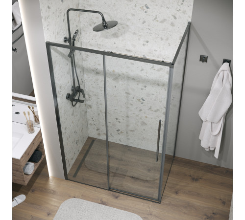 Боковая стенка Grossman Galaxy 200.K33.01.70.42.00 (70х195) графит сатин,стекло прозрачное