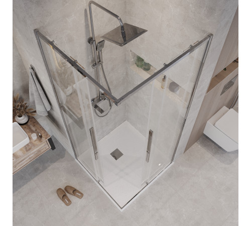 1/2 душевого ограждения Grossman Galaxy 1/2.K33.01.10.10.00 (100х195) хром,стекло прозрачное