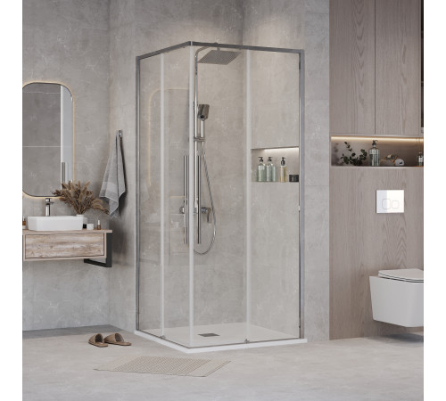 1/2 душевого ограждения Grossman Galaxy 1/2.K33.01.10.10.00 (100х195) хром,стекло прозрачное