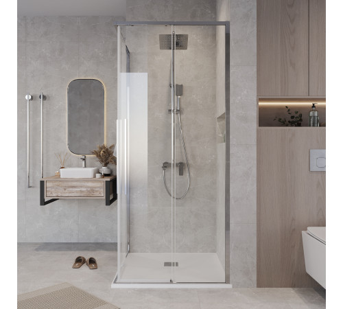 1/2 душевого ограждения Grossman Galaxy 1/2.K33.01.10.10.00 (100х195) хром,стекло прозрачное