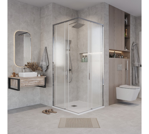 1/2 душевого ограждения Grossman Galaxy 1/2.K33.01.10L.10.02 (100*195) хром, стекло шиншилла