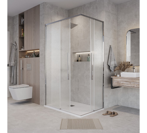 Душевое ограждение Grossman Galaxy 1/2.K33.01.70.10.02-1/2.K33.01.11L.10.02 (70х110х195) раздвижная,хром,стекло шиншилла