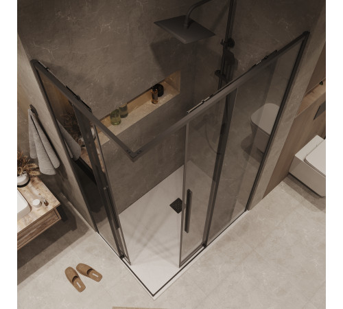 Душевое ограждение Grossman Galaxy 1/2.K33.01.11.21.10-1/2.K33.01.80.21.10 (110х80х195) раздвижная,черный матовый,стекло тонированное