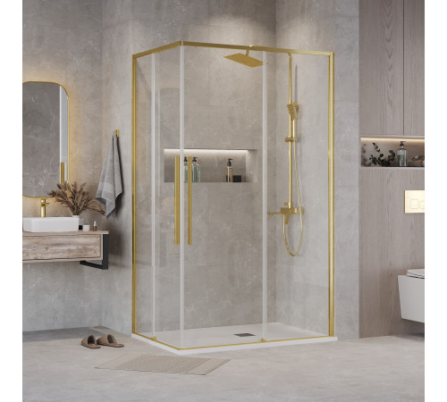 Душевое ограждение Grossman Galaxy 1/2.K33.01.12.32.00-1/2.K33.01.80.32.00 (120х80х195) раздвижная,золото сатин,стекло прозрачное