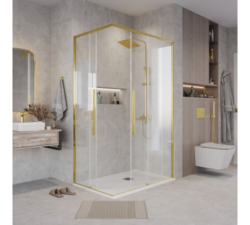 Душевое ограждение Grossman Galaxy 1/2.K33.01.12.32.00-1/2.K33.01.80.32.00 (120х80х195) раздвижная,золото сатин,стекло прозрачное