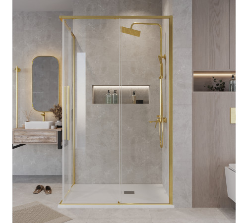 Душевое ограждение Grossman Galaxy 1/2.K33.01.12.32.00-1/2.K33.01.80.32.00 (120х80х195) раздвижная,золото сатин,стекло прозрачное