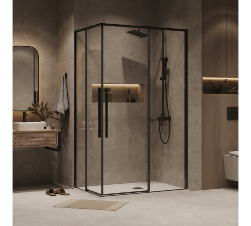 Душевое ограждение Grossman Galaxy 1/2.K33.01.10.42.00-1/2.K33.01.80.42.00 (100х80х195) раздвижная,графит сатин,стекло прозрачное