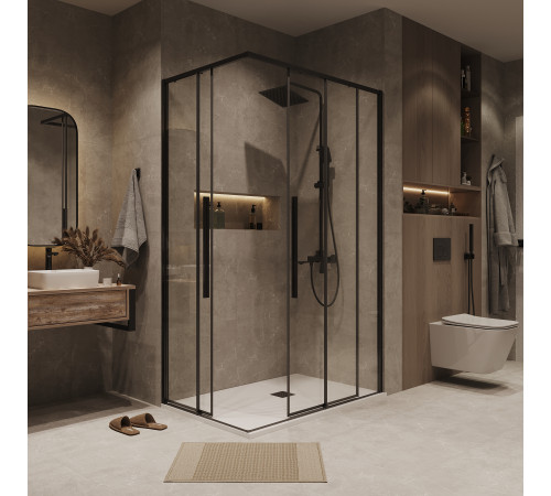 Душевое ограждение Grossman Galaxy 1/2.K33.01.10.42.00-1/2.K33.01.80.42.00 (100х80х195) раздвижная,графит сатин,стекло прозрачное