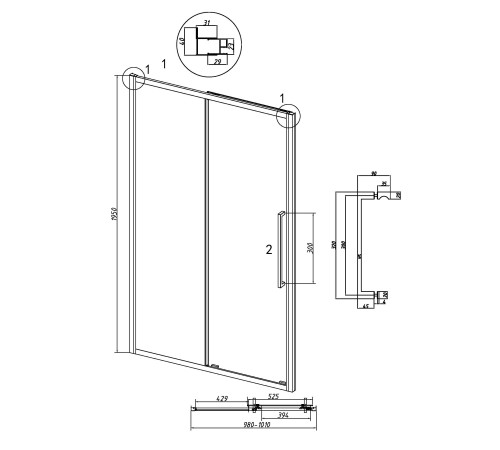 Дверь в нишу Grossman Cosmo 100.K33.02.100.32.00 (100х195) золото сатин,стекло прозрачное,раздвижная