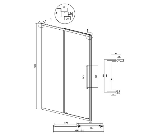 Дверь в нишу Grossman Cosmo 100.K33.02.130.42.00 (130х195) графит сатин,стекло прозрачное,раздвижная