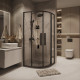 Душевое ограждение Grossman Cosmo 301.K33.02.9090.21.00 (90х90х195) четверть круга,раздвижная,черный матовый,стекло прозрачное