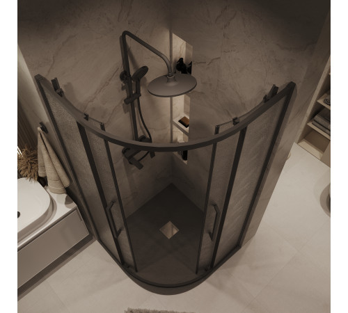 Душевое ограждение Grossman Cosmo 300.K33.02.9090.21.02 (90х90х195) квадрат,раздвижная,черный матовый,стекло шиншилла