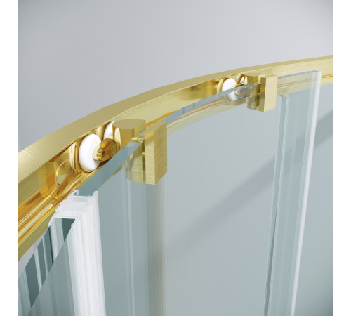 Душевое ограждение Grossman Cosmo 301.K33.02.1010.32.00 (100х100х195) четверть круга,раздвижная,золото сатин,стекло прозрачное