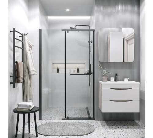 Дверь в нишу Grossman Pragma 100.K33.03.100.21.00 (100х195) черный матовый,стекло прозрачное,распашная