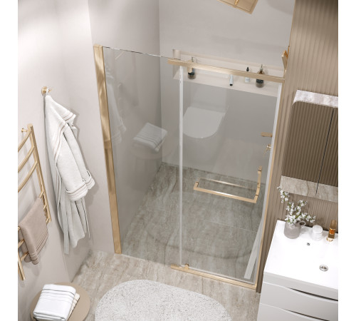 Дверь в нишу Grossman Pragma 100.K33.03.100.32.00 (100х195) золото сатин,стекло прозрачное,распашная