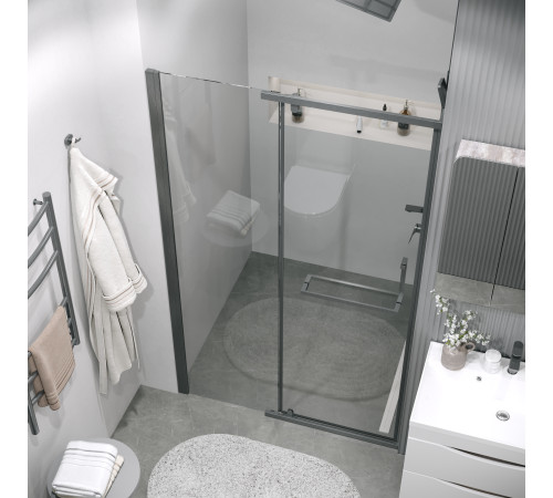 Дверь в нишу Grossman Pragma 100.K33.03.120.42.00 (120х195) графит сатин,стекло прозрачное,распашная