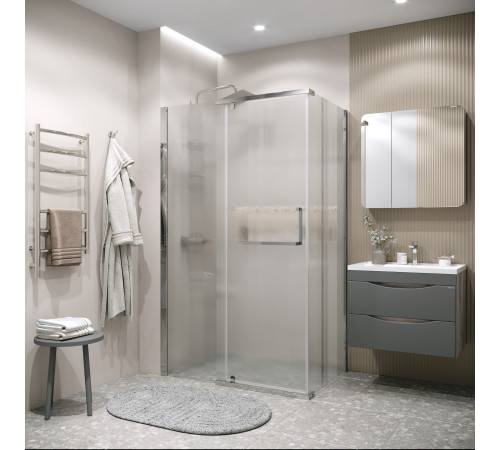 Боковая стенка Grossman Pragma 200.K33.03.100.10.02 (100х195) хром,стекло шиншилла