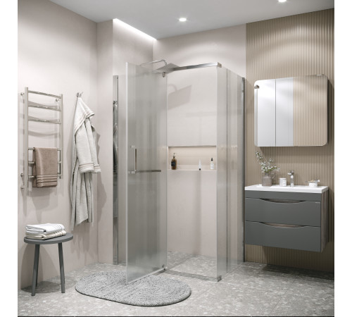 Боковая стенка Grossman Pragma 200.K33.03.100.10.02 (100х195) хром,стекло шиншилла