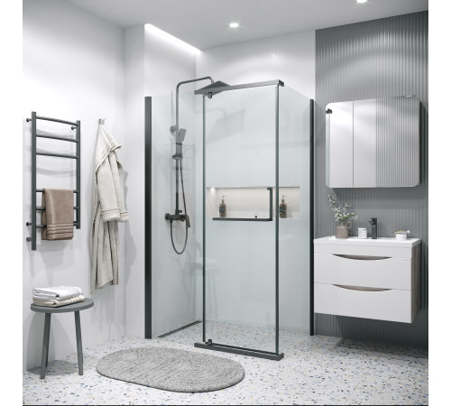 Боковая стенка Grossman Pragma 200.K33.03.100.21.00 (100х195) черный матовый,стекло прозрачное