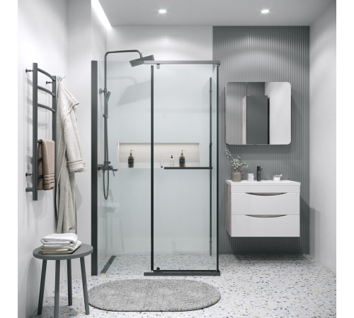 Боковая стенка Grossman Pragma 200.K33.03.100.21.00 (100х195) черный матовый,стекло прозрачное