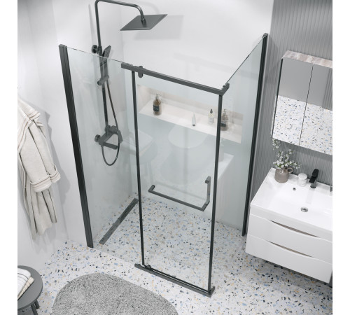 Боковая стенка Grossman Pragma 200.K33.03.100.21.00 (100х195) черный матовый,стекло прозрачное