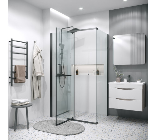 Боковая стенка Grossman Pragma 200.K33.03.100.21.00 (100х195) черный матовый,стекло прозрачное