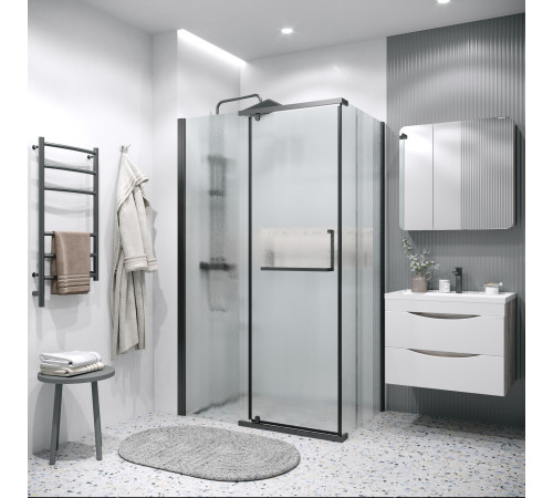 Боковая стенка Grossman Pragma 200.K33.03.100.21.02 (100х195) черный матовый,стекло шиншилла