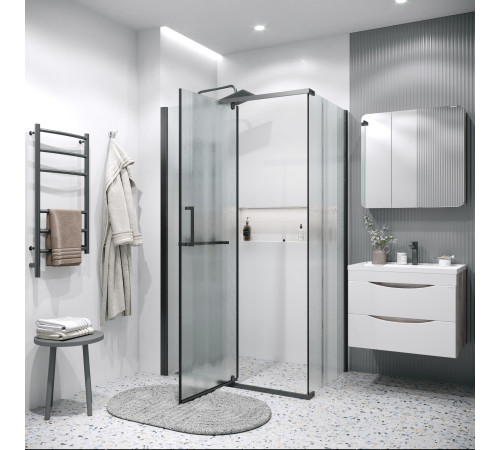 Боковая стенка Grossman Pragma 200.K33.03.100.21.02 (100х195) черный матовый,стекло шиншилла